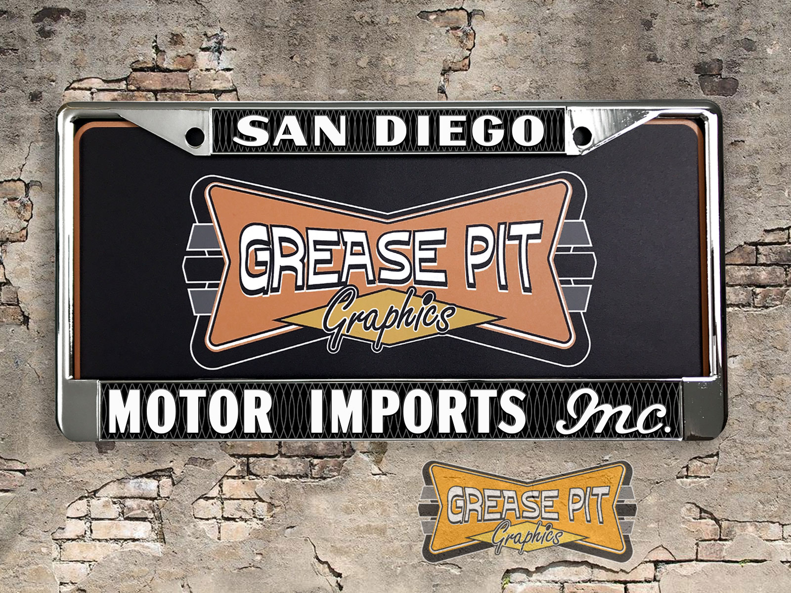 Motor Imports Inc License Plate Frame San Diego - Grease Pit Graphics
