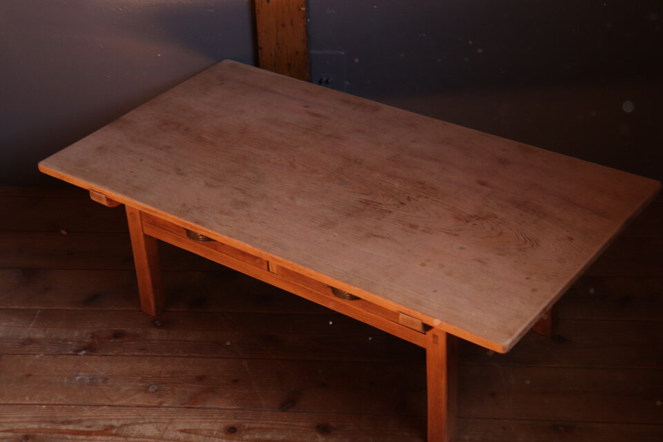 №125 木製文机 座机 作業机 アンティーク家具 テーブル 古道具 55512