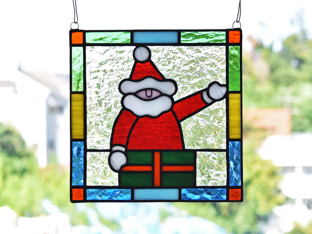 ステンドグラス ミニパネル サンタクロース 15cm | iichi 日々の暮らし
