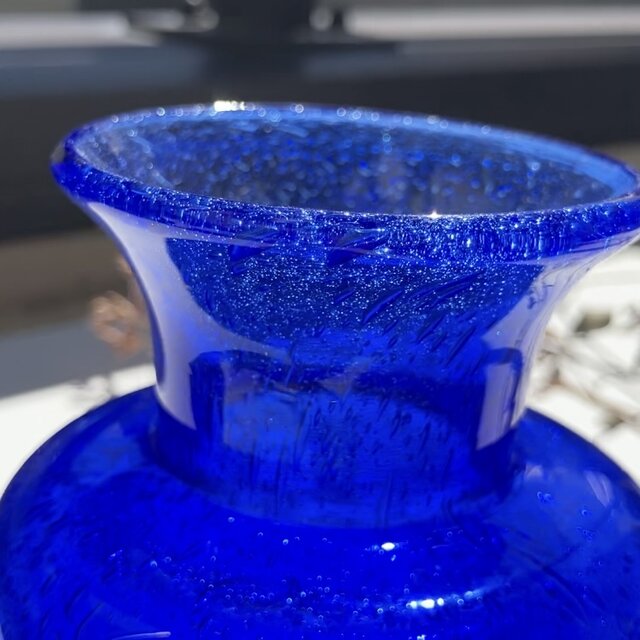 北欧＊エリックホグランのフラワーベース／青色／花瓶／ガラス／BODA