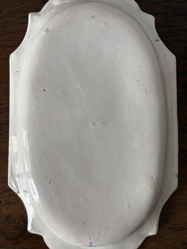 南仏陶器 18世紀 X印 オーバル皿 楕円皿 32cm フランス アンティーク