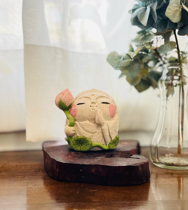 白豆地蔵 蓮の錫杖(蓮の葉の台座) | iichi 日々の暮らしを心地よくする