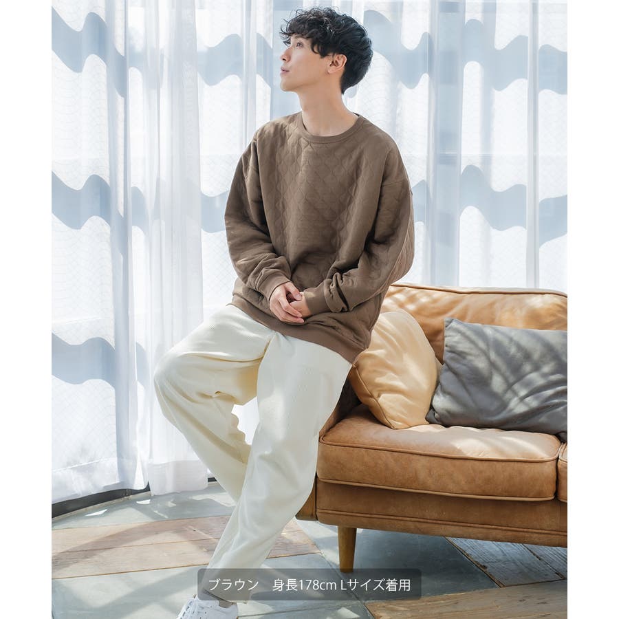 キルティングスウェットトレーナー メンズ ウェーブキルト[品番