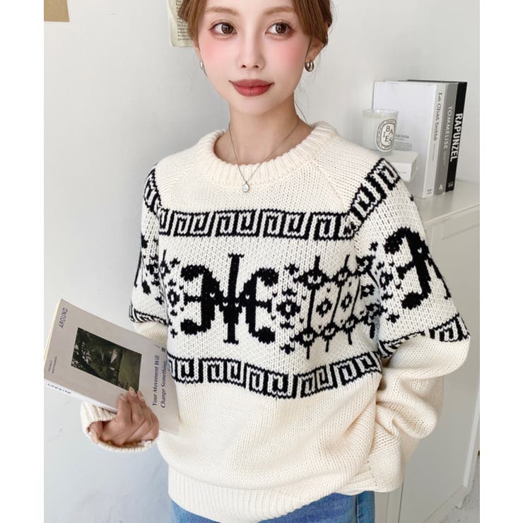 3G ロゴチャイナ柄Wジャガードニットプルオーバー[品番：ERMW0000131