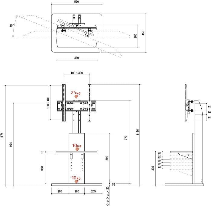 WS-J600-BK｜製品一覧｜テレビスタンド Swing｜製品案内｜朝日木材加工