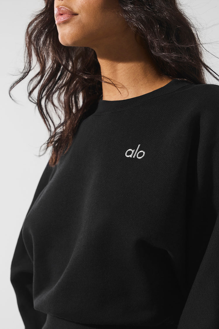 Cropped Accolade Crewneck - Black | ALO