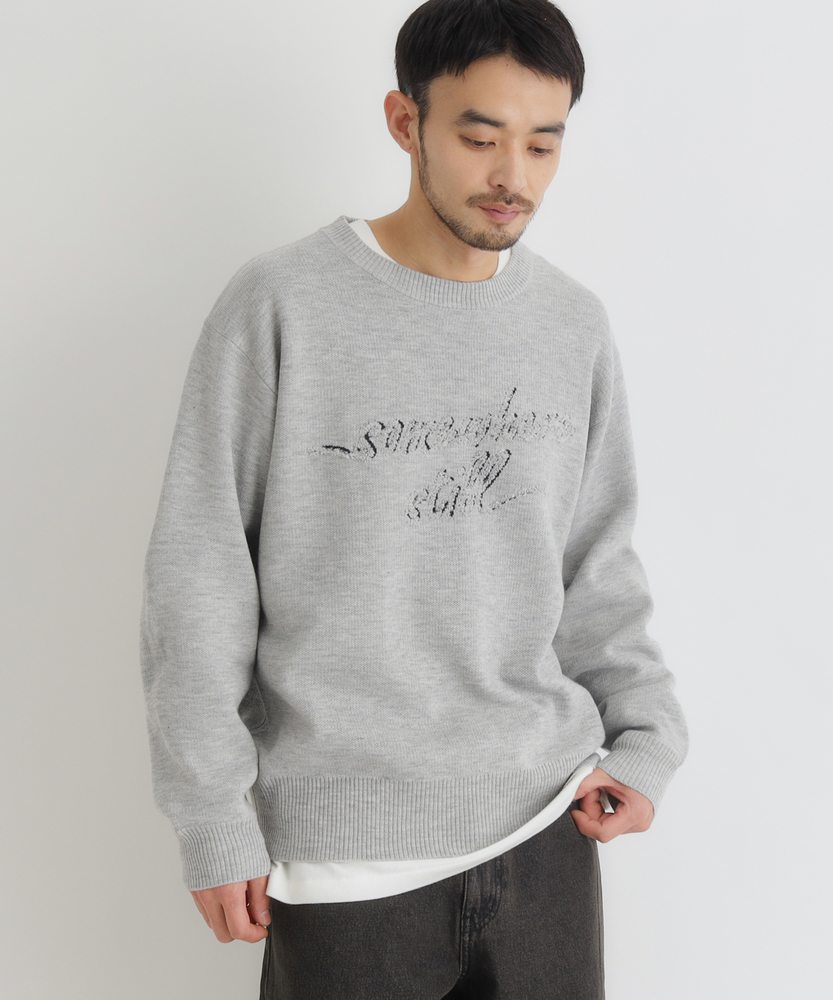 アクリルロゴクルーネックセーター(M ネイビー): トップス｜Right-on