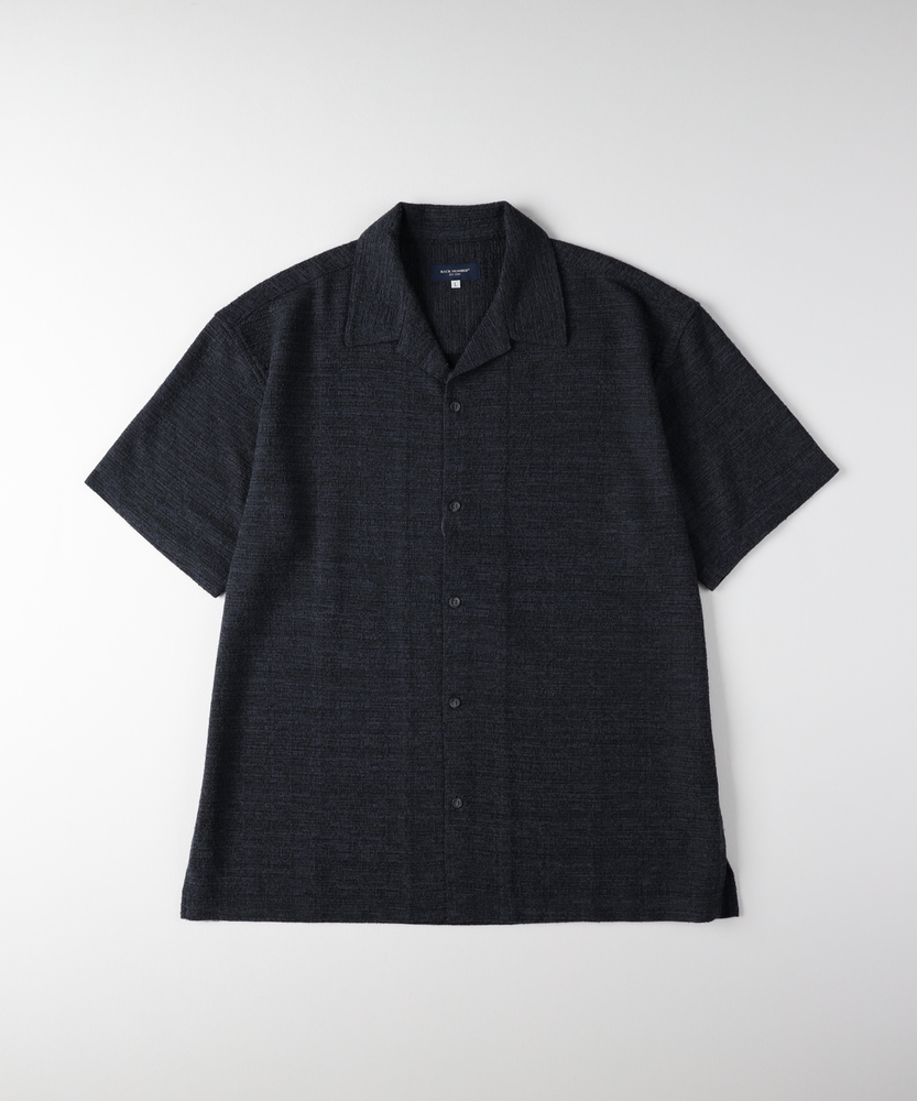 サマーツイードオープンカラーショートスリーブシャツ(M ダーク