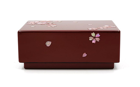 螺鈿細工 小箱 桜(古代朱) 工芸品 民芸品 伝統技術 FAD-0204 | 富山県