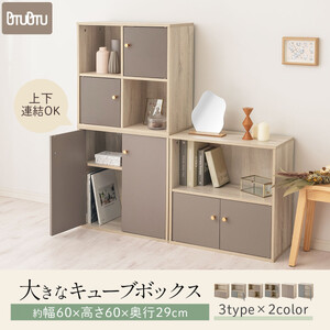 完成品でお届け】収納ボックス〔Aタイプ〕（グレー）カラーボックス 扉