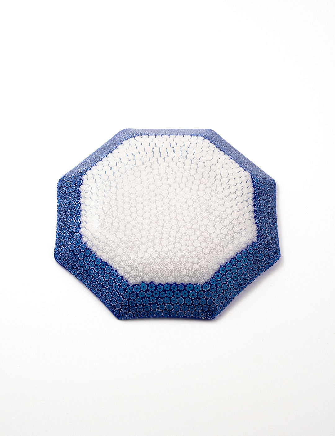 ムラーノガラス（ベネチアングラス）八角皿(大)「花霞」ブルー – chisa