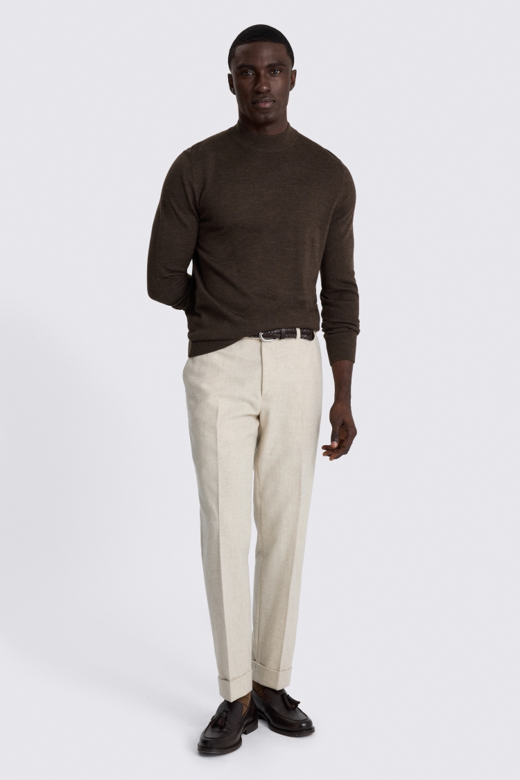 Brown Merino-Blend Mock-Neck Jumper | Buy Online at Moss