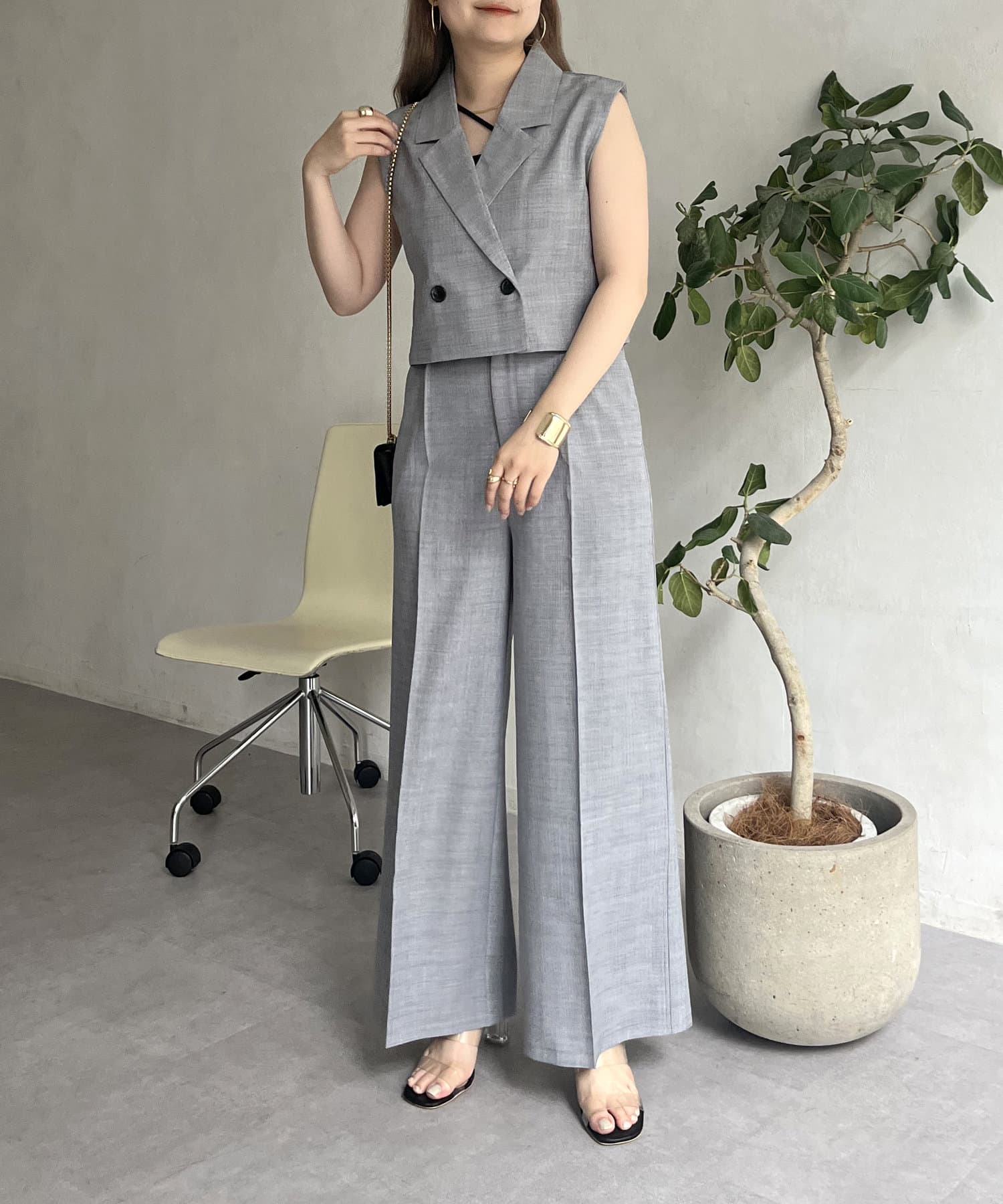 セットアップ】ショートジレ×タックワイドパンツ | prose verse(プロズ