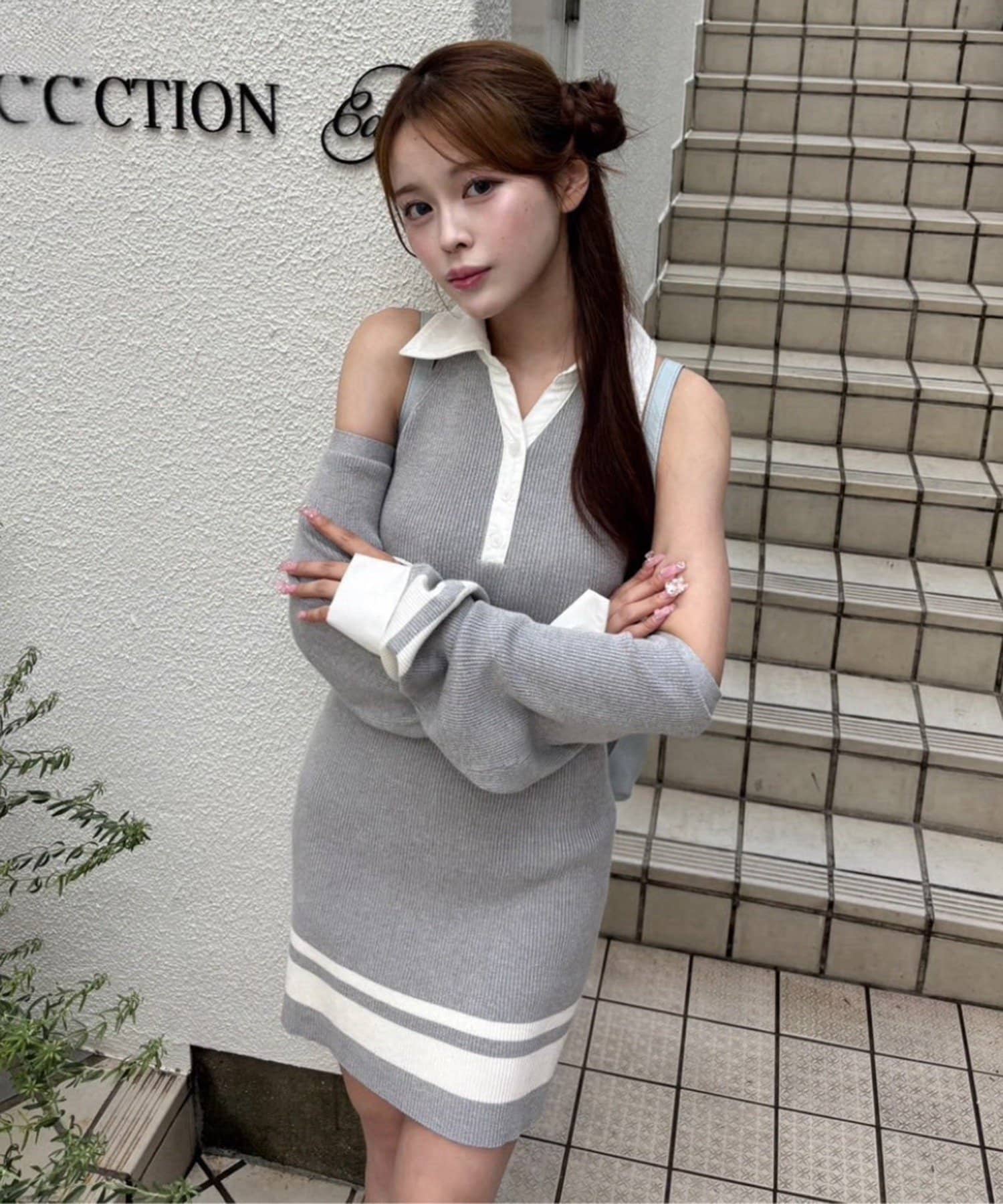 Nono企画】衿つきニットミニワンピ＋ボレロセット | one after another