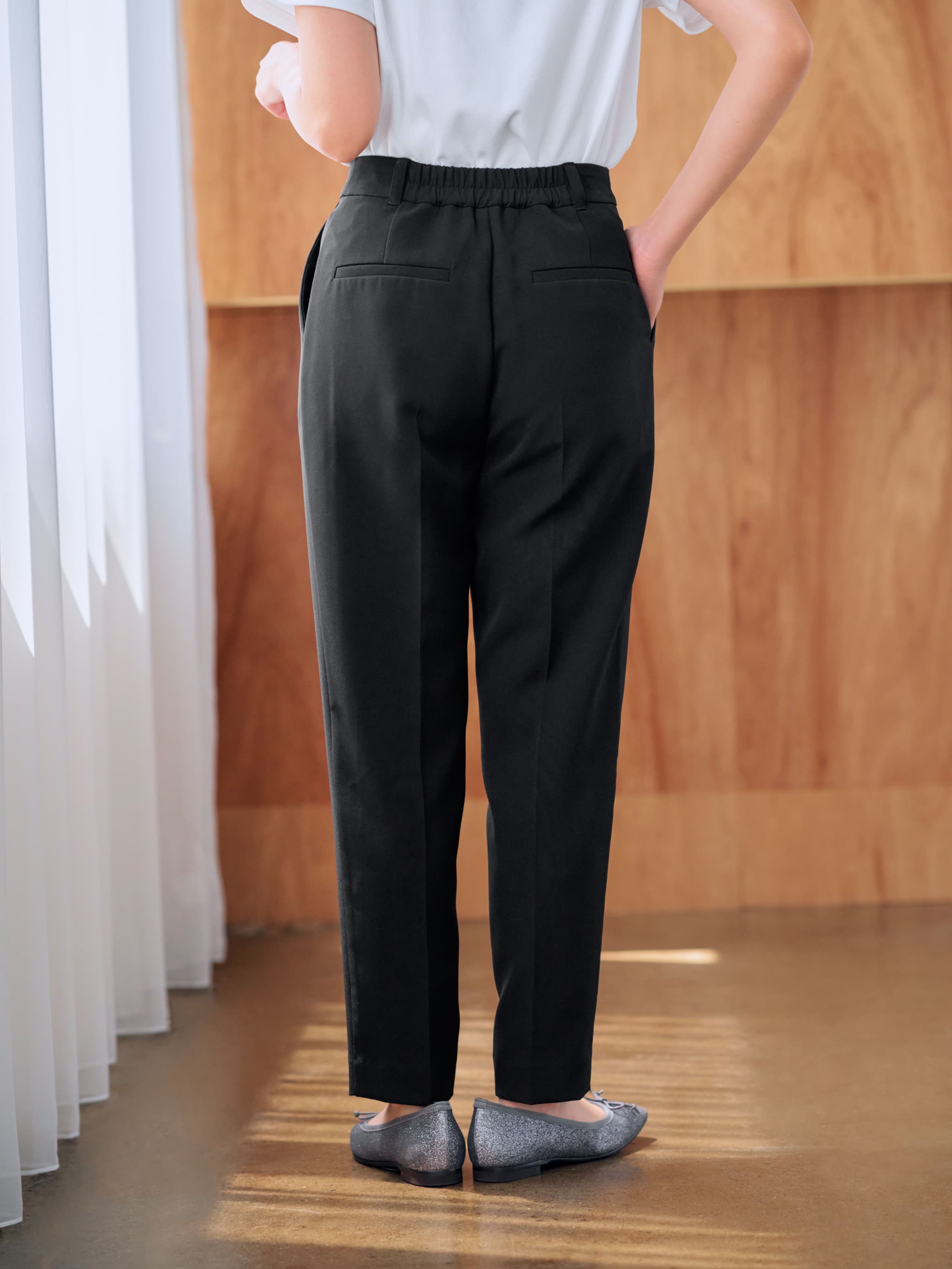 ダブルクロスウォッシャブルテーパードパンツ-short & regular | 小柄