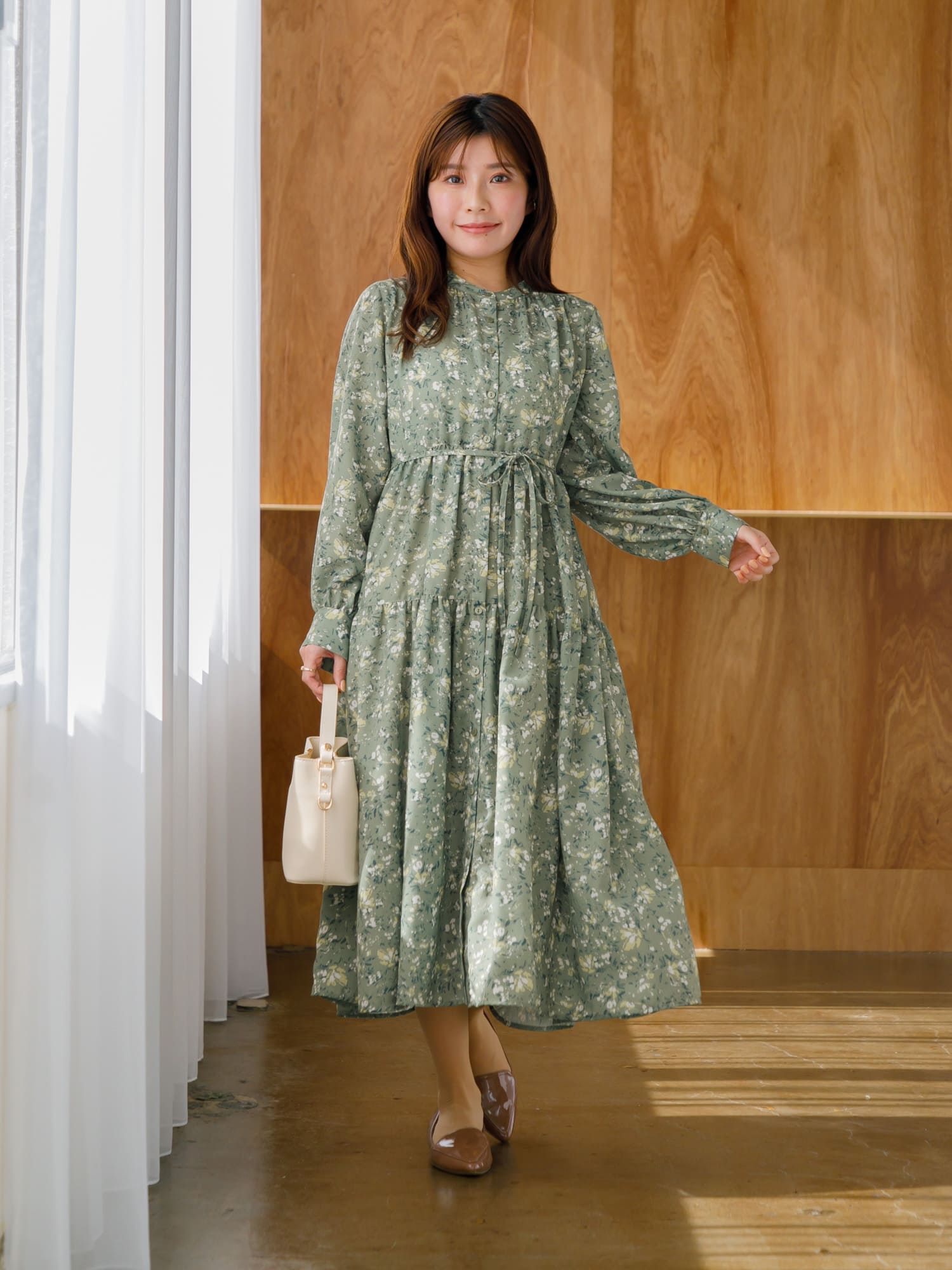 ニュアンスフラワーティアードワンピース-short & regular | 小柄・低