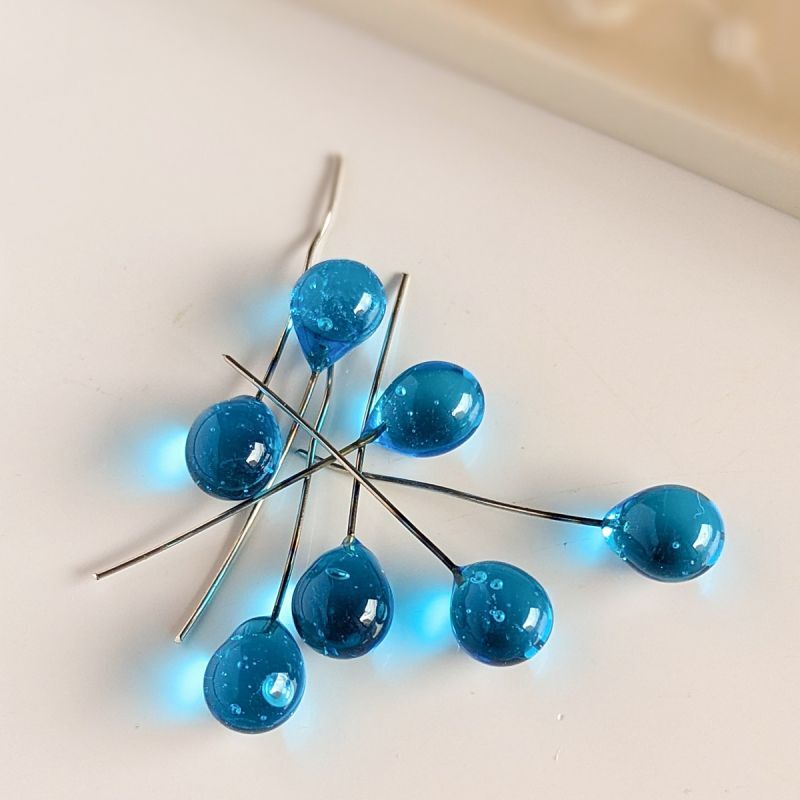 ベネチアンガラス しずく ミディアムブルー クラフト Ansan