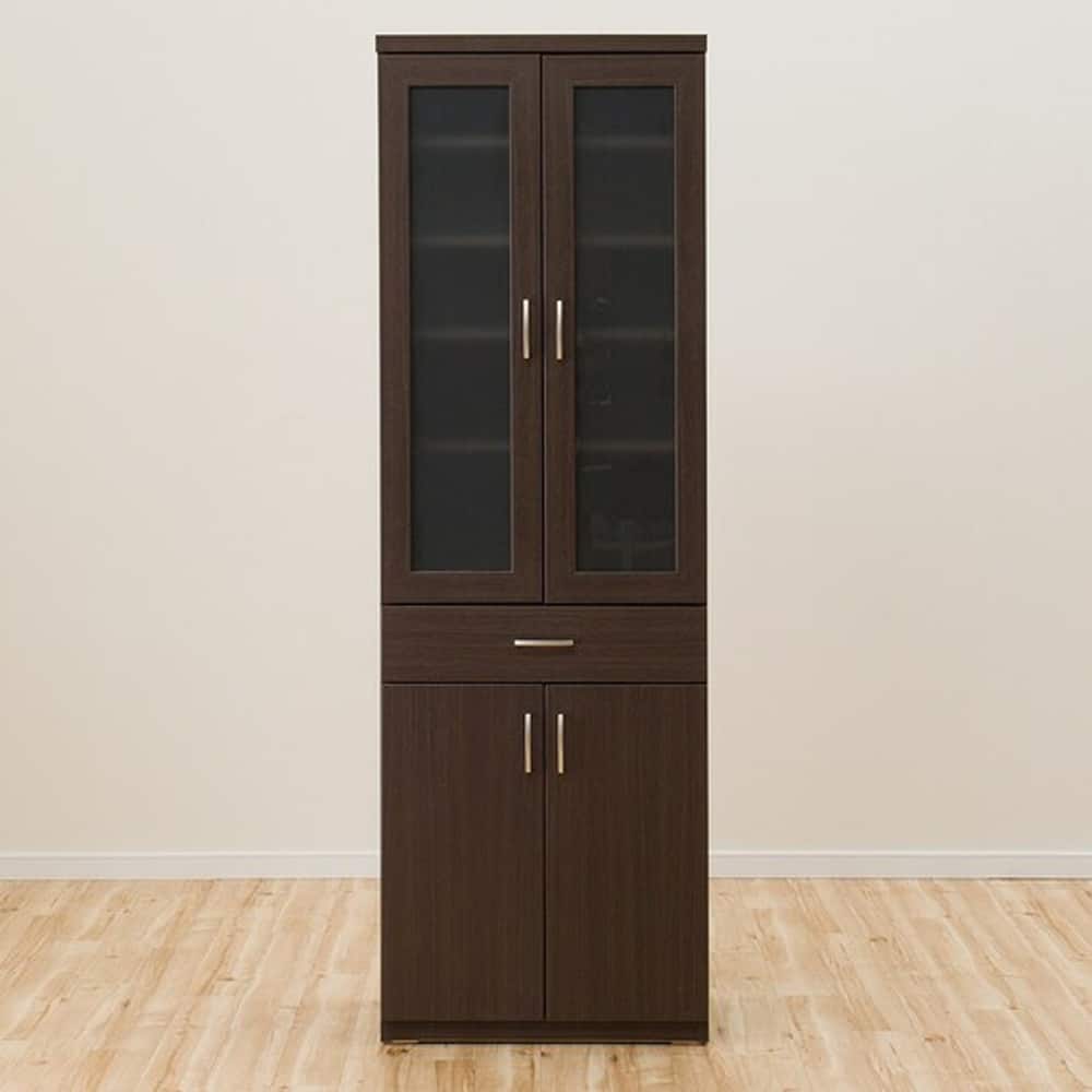 T52 木製食器棚 ダークブラウン 木製食器棚 ダークブラウン ガラス扉付き｜Yahoo!フリマ（旧PayPayフリマ）