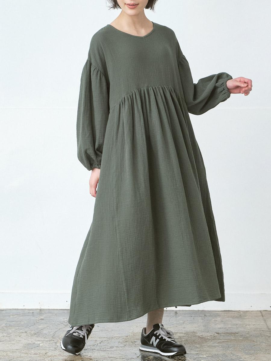 ゆるVネックワンピース 綿Wガーゼ | OPナガソデ | 【公式】D*g*y