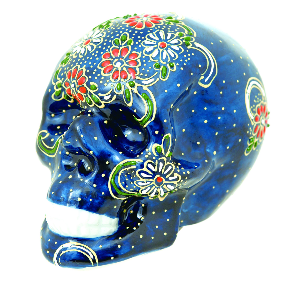 九谷焼SKULL～髑髏～ スカル小 でこ盛・青 - 九谷焼 髑髏 ～SKULL