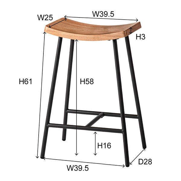 東谷 ハイスツール W440×D320×H640mm ナチュラル PC-787NA(ナチュラル