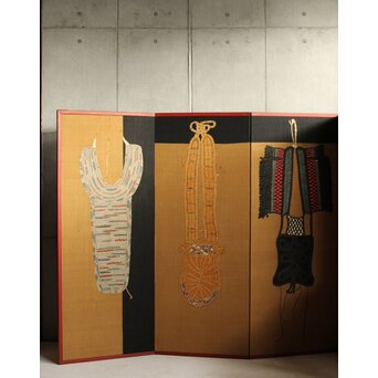 芹沢銈介 型染 ばんどり図屏風 Z626｜骨董店 のびる 古美術 骨董 和風