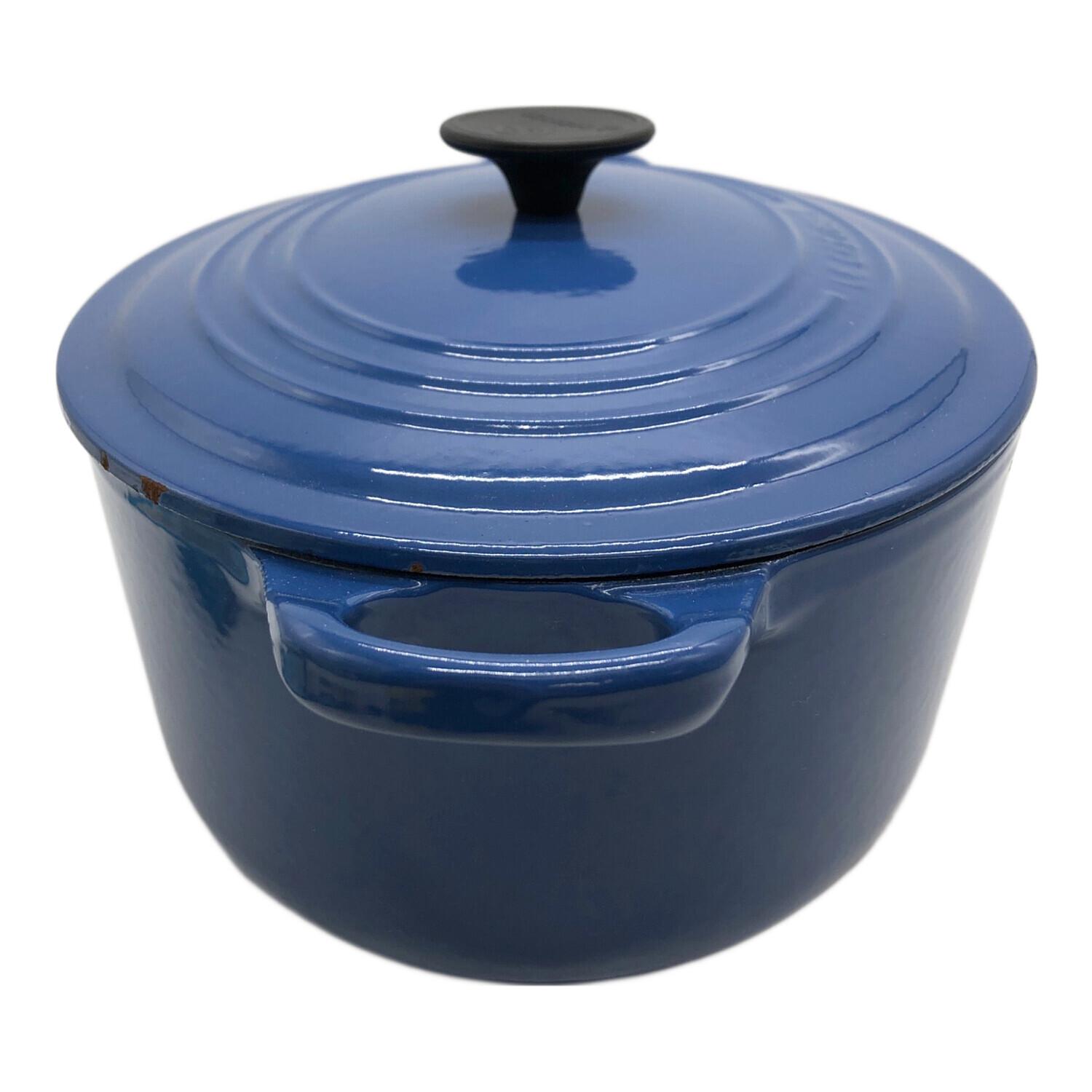 LE CREUSET (ルクルーゼ) 鍋 ブルー 蓋裏に一部サビ、一部汚れ有