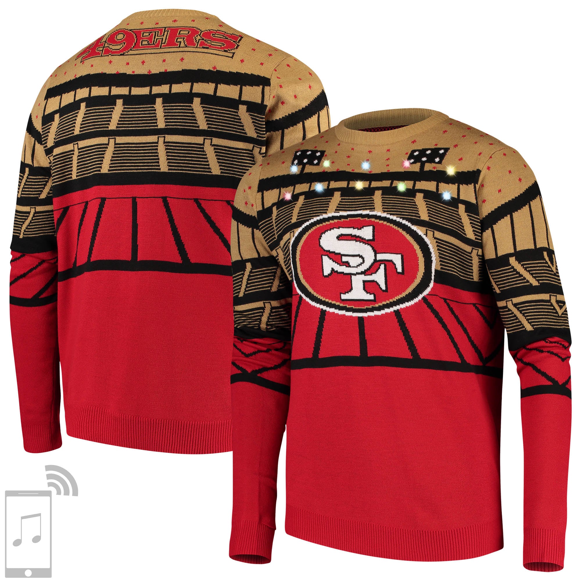 Men's San Francisco 49ers Scarlet Bluetooth Light Up Ugly Sweater