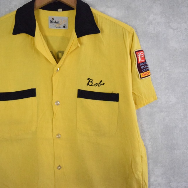 60年代 60s レーヨン 開襟 オープンカラーシャツ イエロー｜ヴィテージ