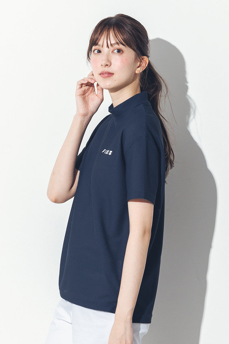 MESH TRICOT LOGO MOCK NECK S/S – FIDES