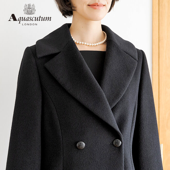 アンゴラ混のクラシカルなコート M・ブラック｜東京ソワール