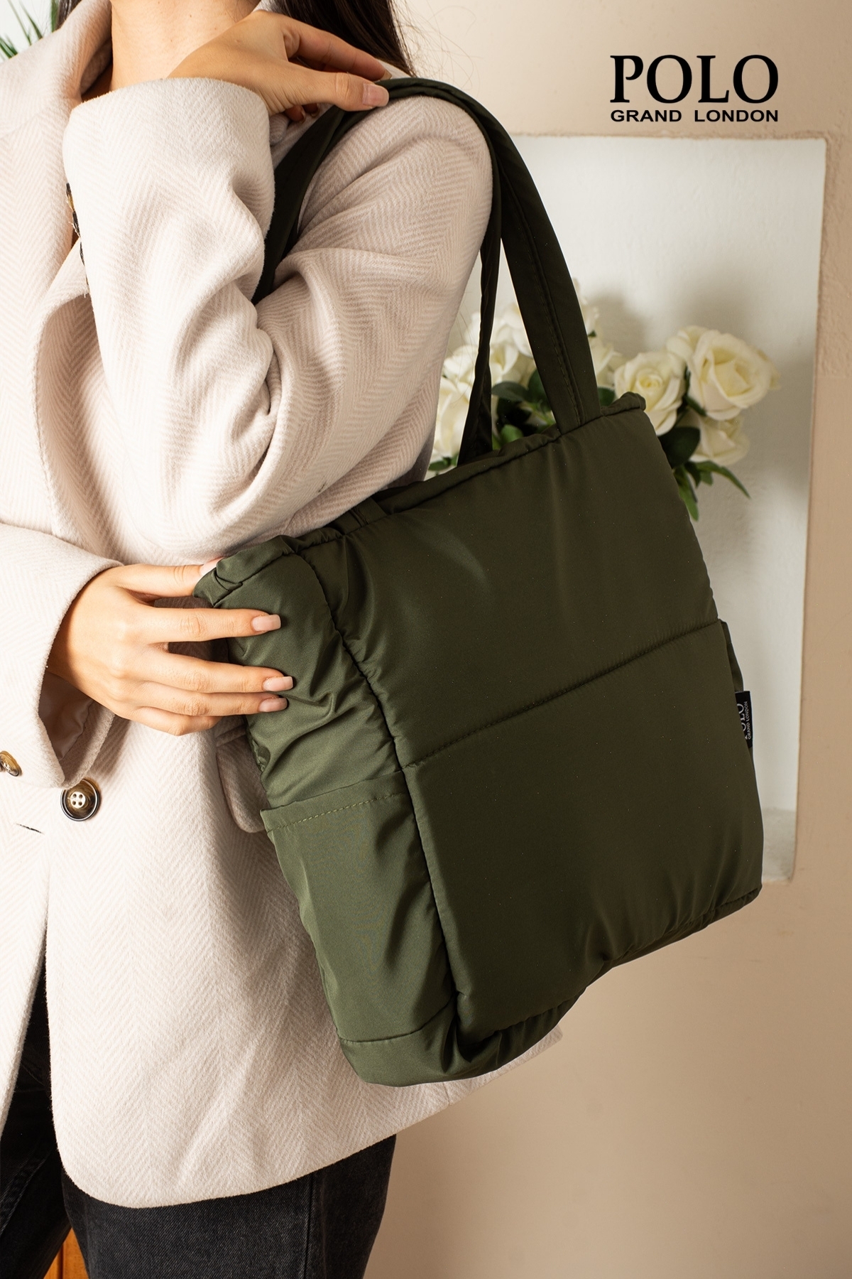 Orijinal Geniş Hacimli Su Geçirmez Puf Şişme Shopper Okul Spor İş