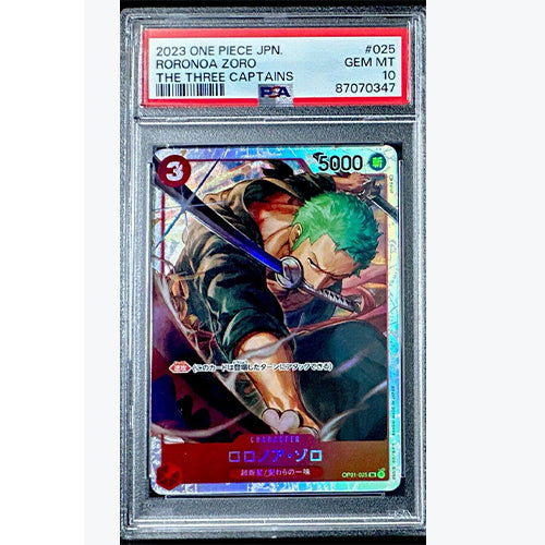 PSA 10 Roronoa Zoro OP01-025 Alt Three Captains Deck One Piece