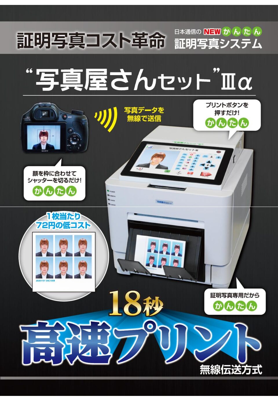 写真屋さんセットⅢα(証明写真)高速プリント18秒型番 : son-121010