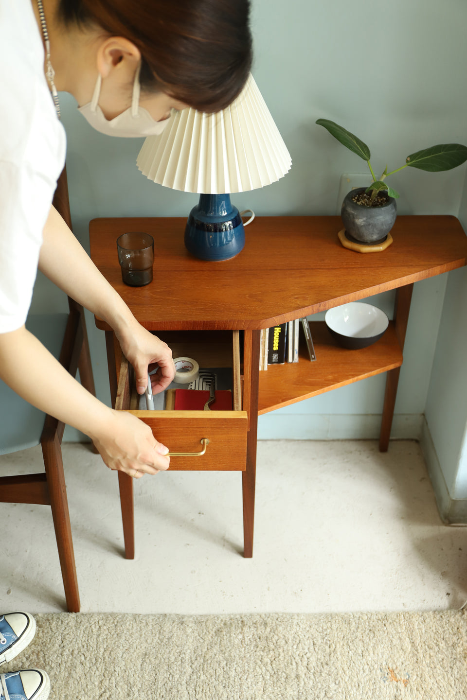 デンマークヴィンテージ コーナーコンソールテーブル 北欧家具/Danish