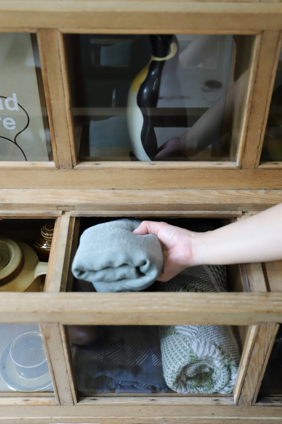 ジャパンヴィンテージ ガラスショーケース レトロ 古道具/Japanese