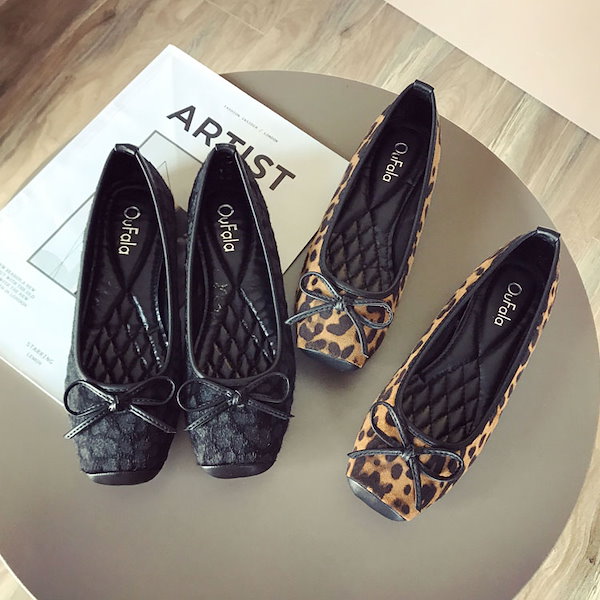 Qoo10] レオパード柄 フラットシューズ 豹柄 バ