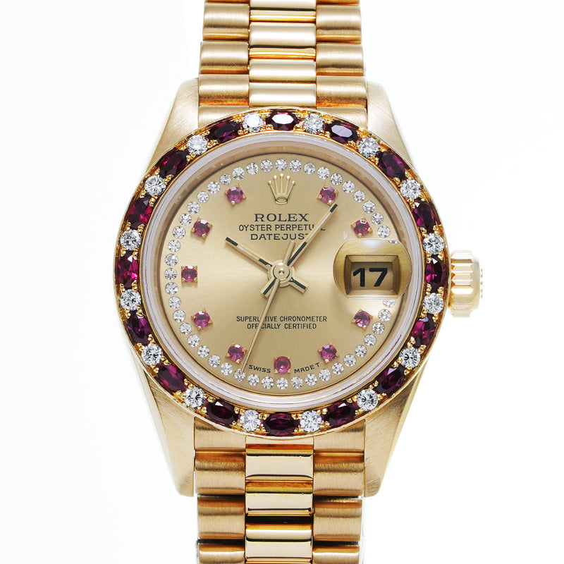 ロレックス デイトジャスト ルビー/ダイヤストリング レディース