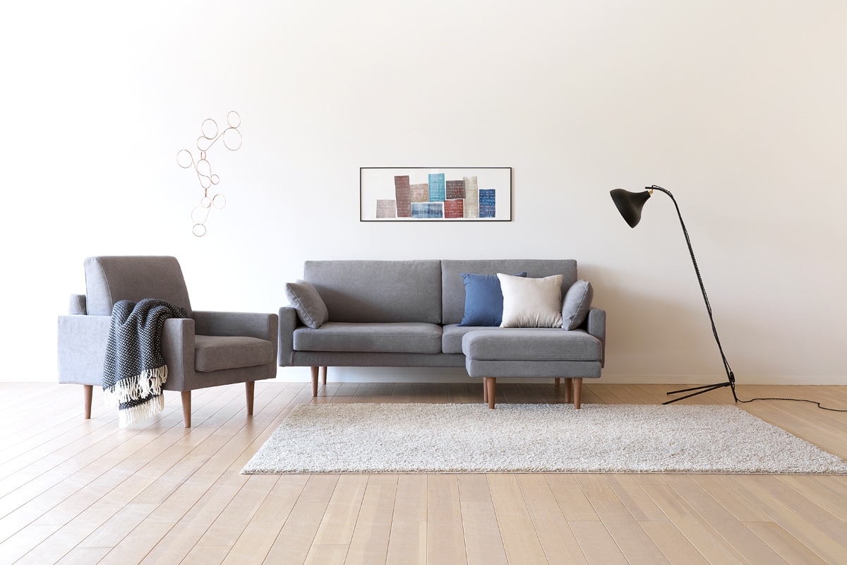 LEO SOFA 1人掛け ライトブルー オーク脚/ウォルナット脚