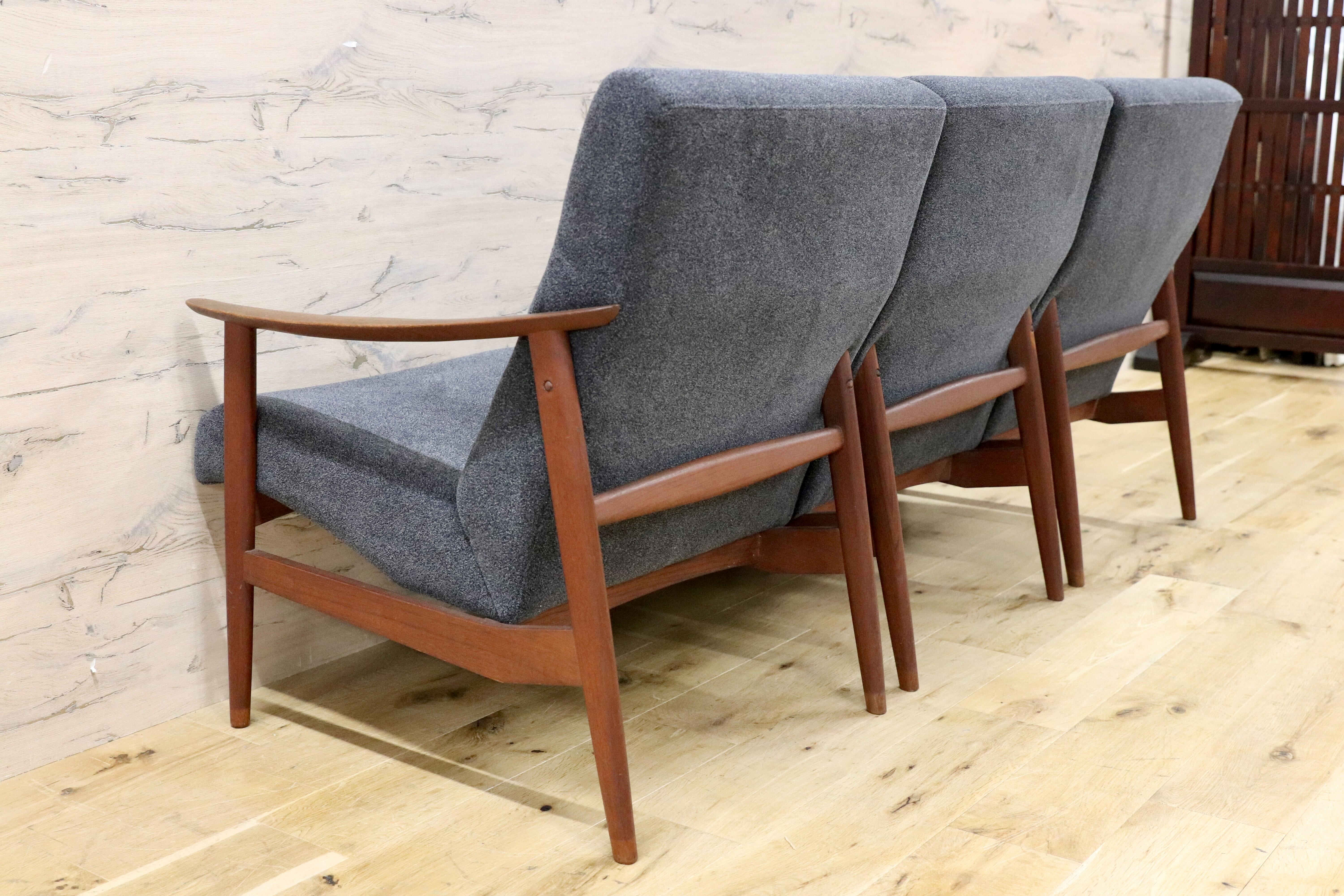 GMFK822C○北欧スタイル ヴィンテージ 3人掛けソファ イージーチェア