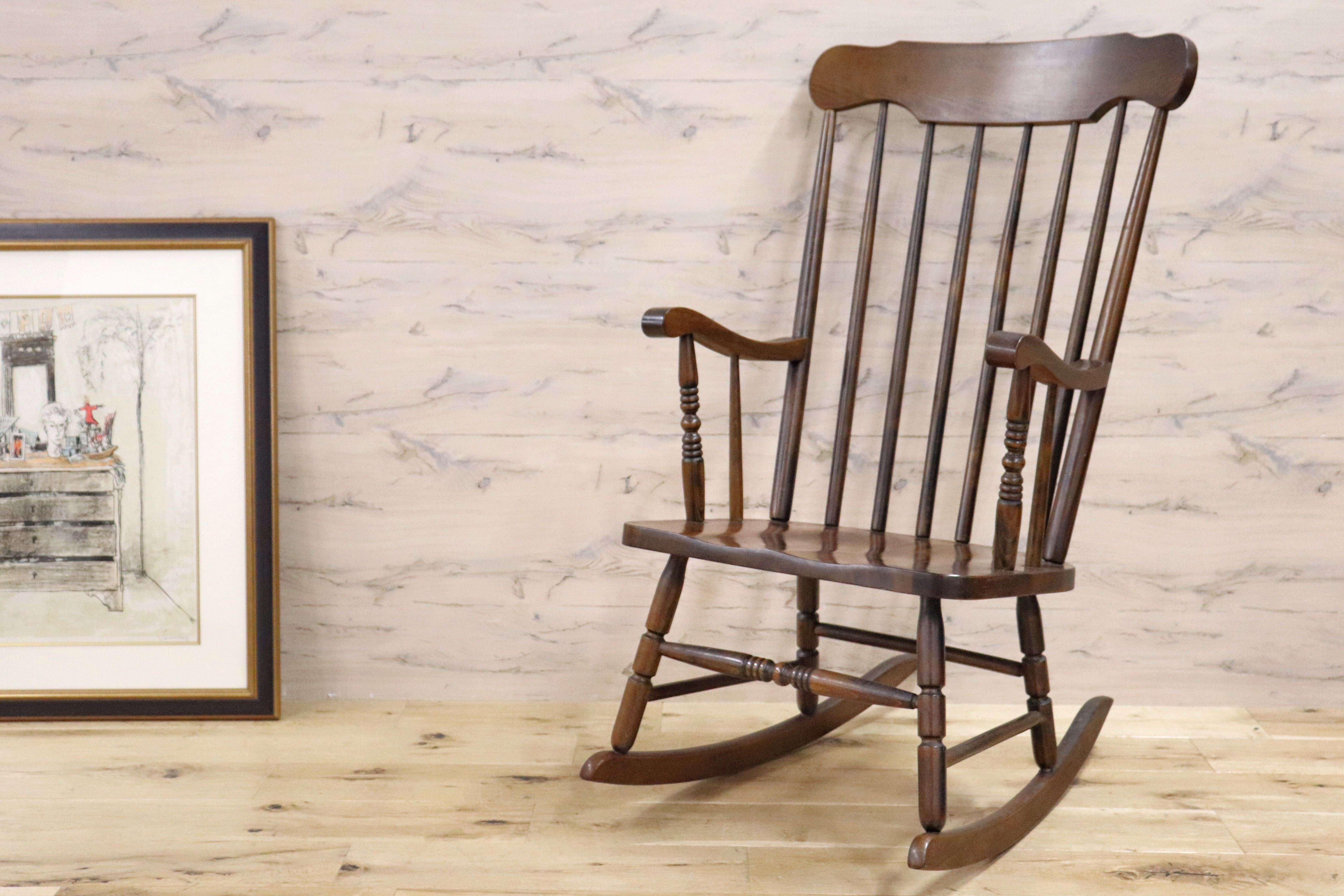 飛騨家具】ダークブラウン ロッキングチェア アンティーク家具 レトロ