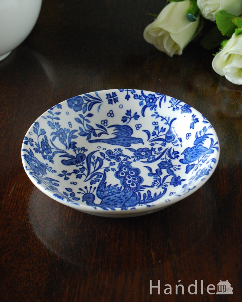 英国バーレイ社の食器、ブルーリーガルピーコックのフルーツプレート