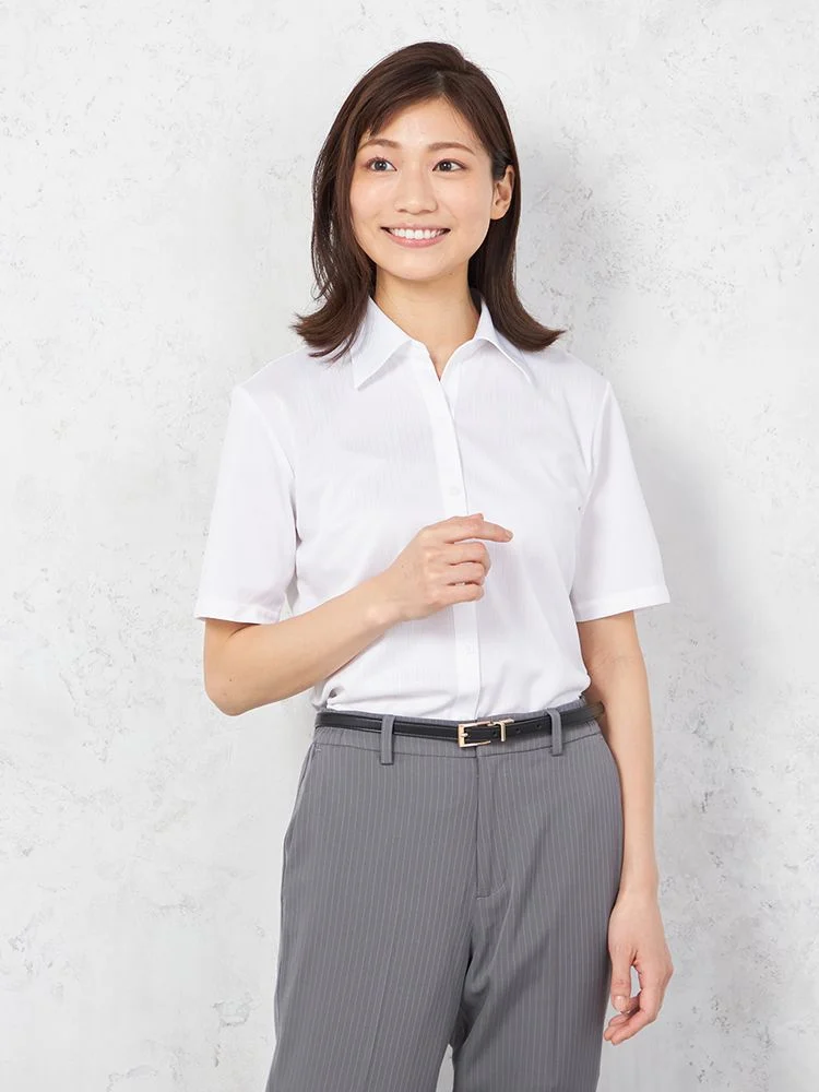 完全ノーアイロン】i-shirtバイオセンサー 半袖 ブラウス スキッパー