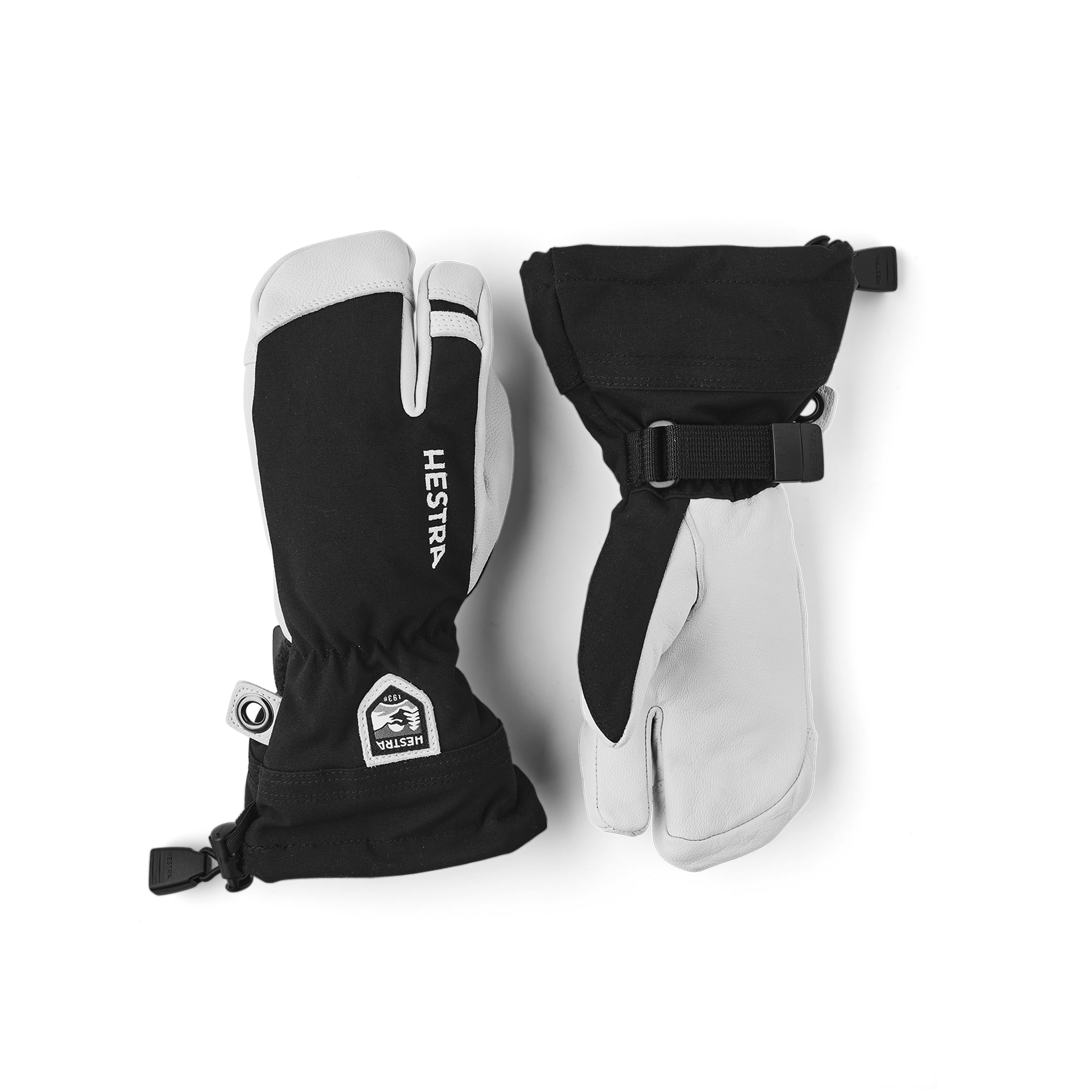 Army Leather Heli Ski Jr. 3-finger - Black | Hestra Gloves