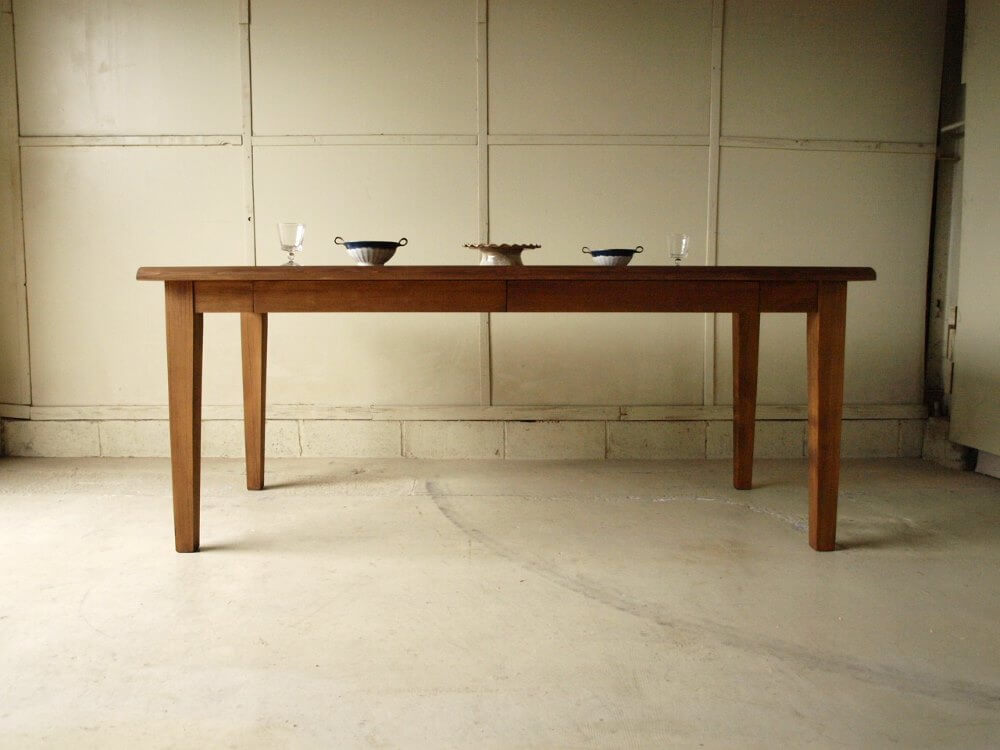 ダイニングテーブル024 180×73×80 無垢引出脚細4～6人モミの木