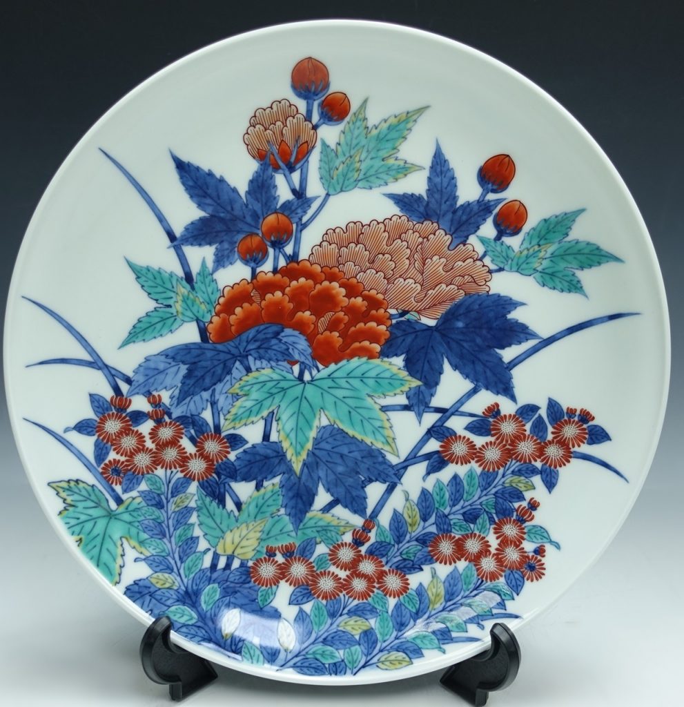 十二代 今泉今右衛門」 色鍋島花絵 額皿 八寸皿/大皿