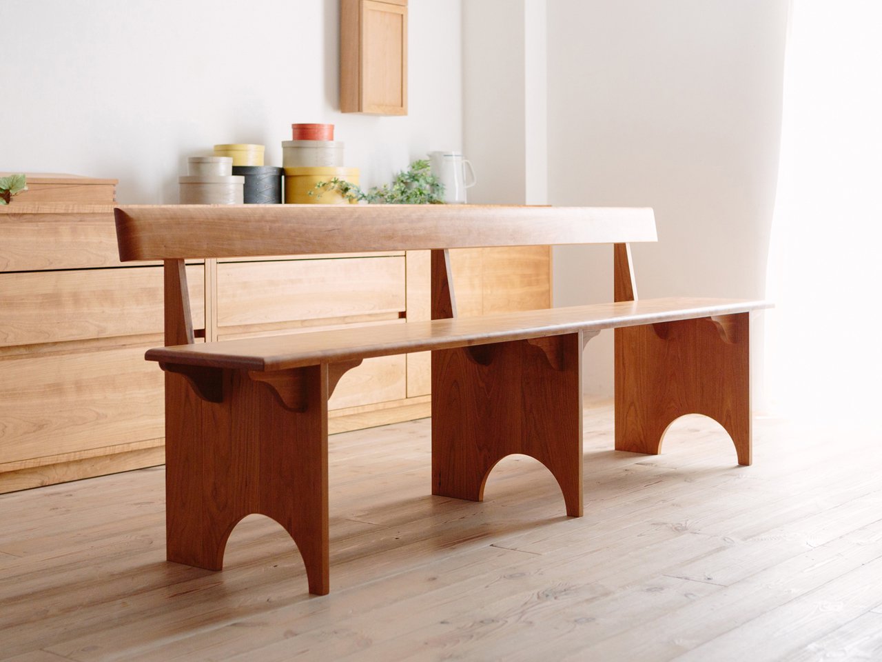 SHAKER Wood Back Bench - Hiromatsu Woodworks