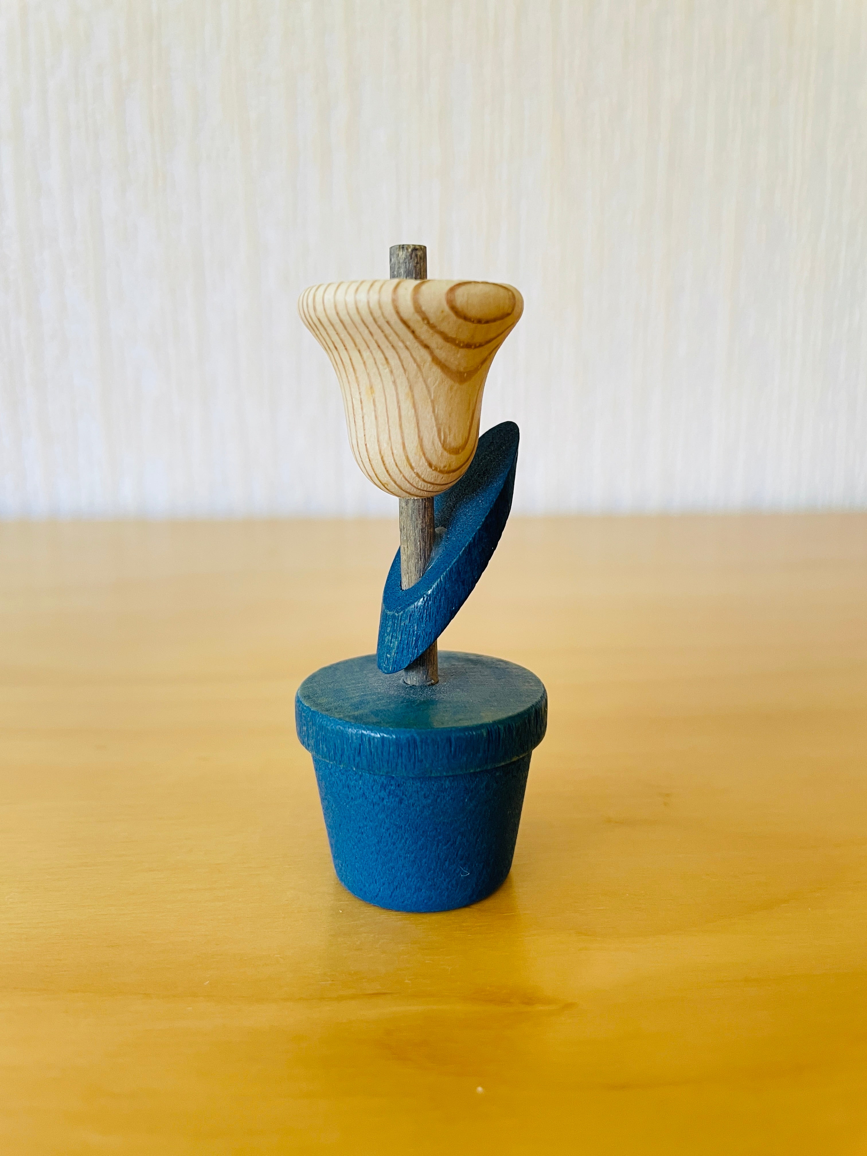 Aarikka/アーリッカ/チューリップのオブジェ/木製/ナチュラルxブルー