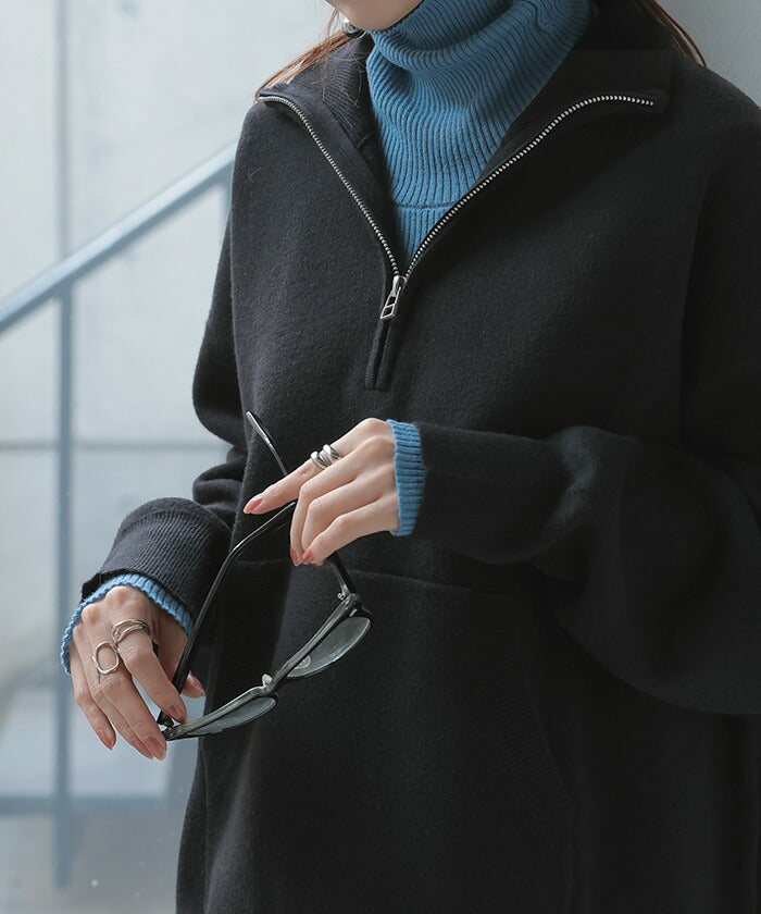 ニット ジャスト丈 ハーフジップ レディース トップス セーター