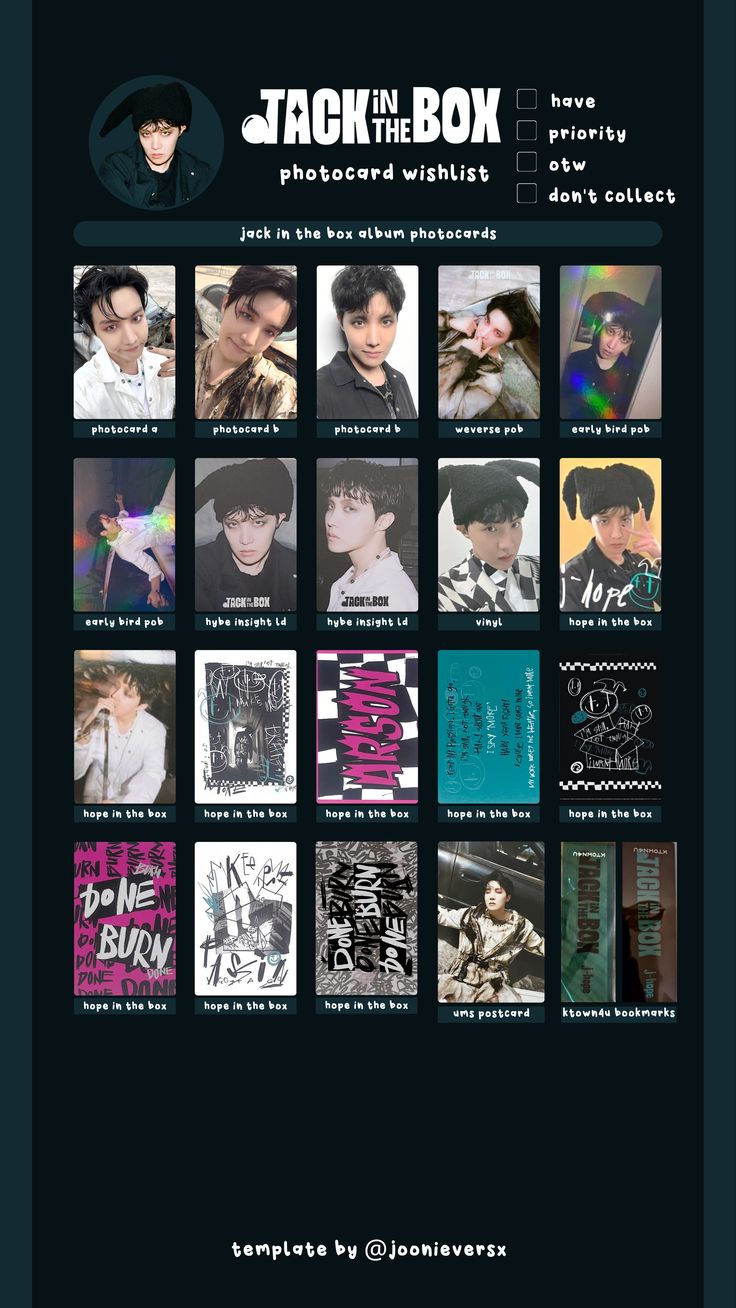 bts black jhope jack in the box photocard wishlist template
